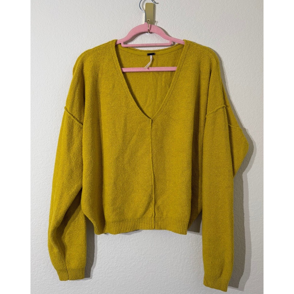 Free People Wasabi Take Me Places Oversized Slouchy Pullover Sweater Size S Boho
